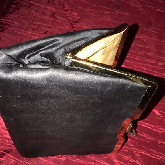 Vintage Black Satin Clutch - Picture 5 of 7